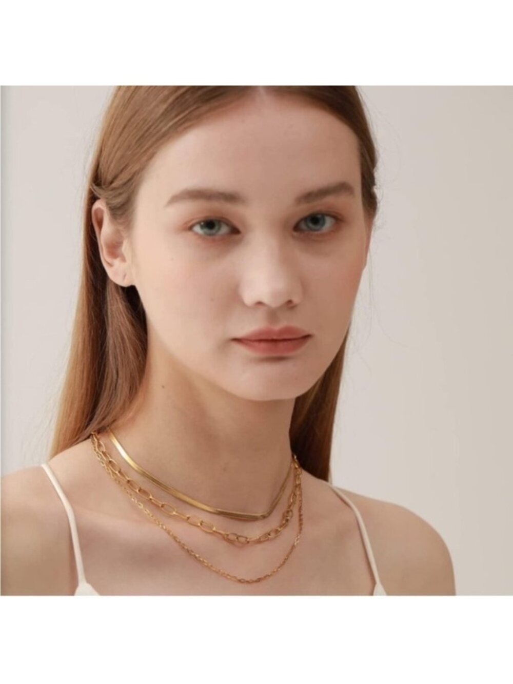 GOLD 14k Gold Plated Herringbone Layered Necklace - Picture 2 of 2